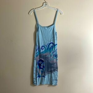Vintage CO2 Light Blue Graphic Design Dress